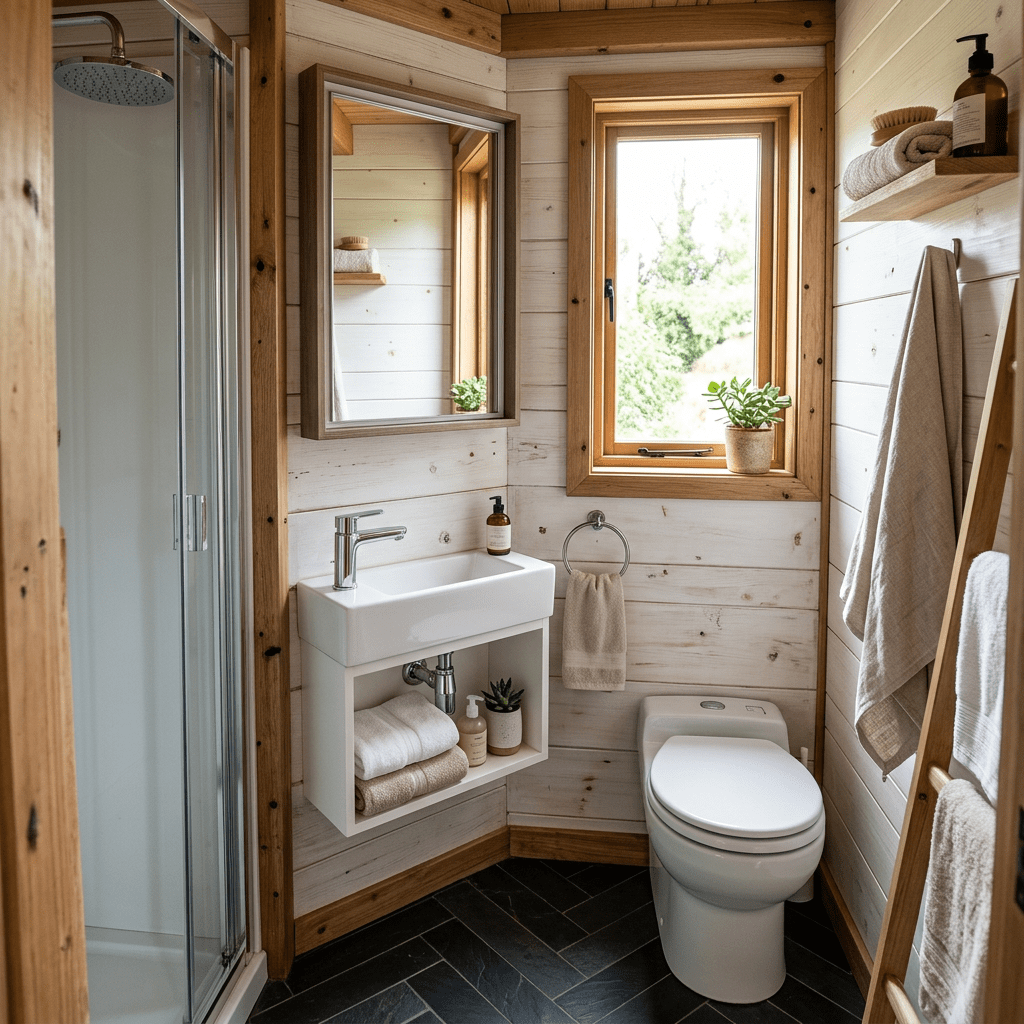 Tiny house bathroom with compact sink